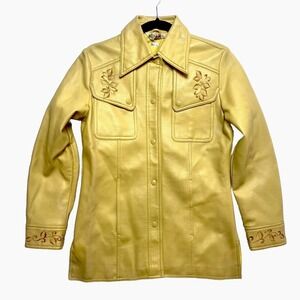 VINTAGE K-Mart Faux Leather Jacket Womens Small Western Trucker Cowboy